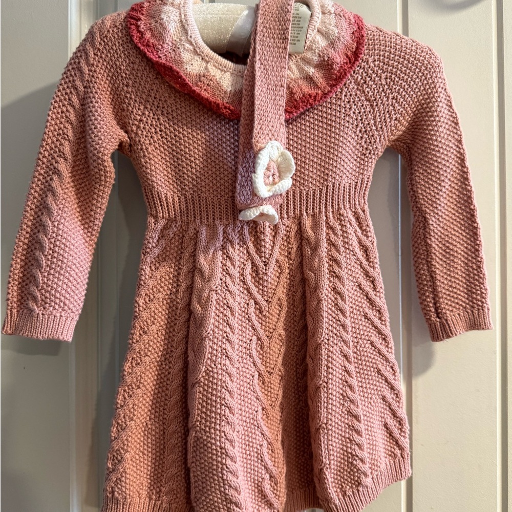 Cynthia Rowley Pink Knit Dress with Red Collar